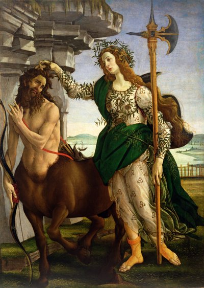Athena en de Centaur, ca. 1480 door Sandro Botticelli
